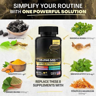 Shilajit extract powder fulvic acid capsule shilajit capsule resin 85 minerals brain support enhance male strength