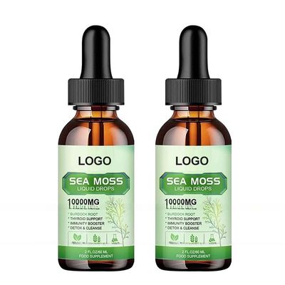 Custom Label Organic Sea Moss Drops Vegan Organic Vitamin Seamoss Liquid Drops Irish Sea Moss Weight Loss Detox Cleanse Drops