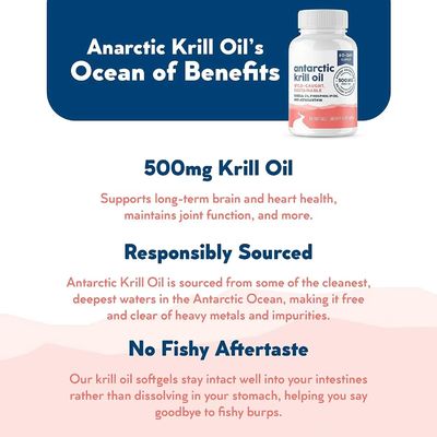 GMP Factory Supply Antarctic Krill Oil 1000mg Softgel Capsule Healthcare Supplement Omega 3 Capsules