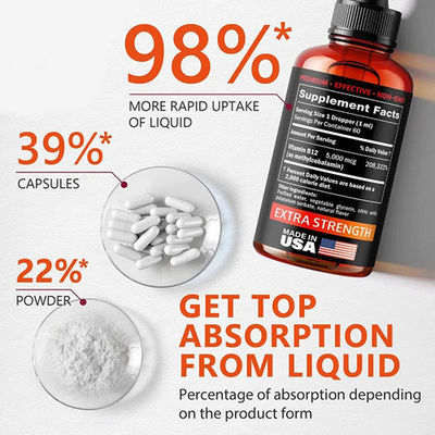 OEM Private Label Dietary Supplement Vitamin B 12 Drops Drink Improve Eyesight Oral Liquid