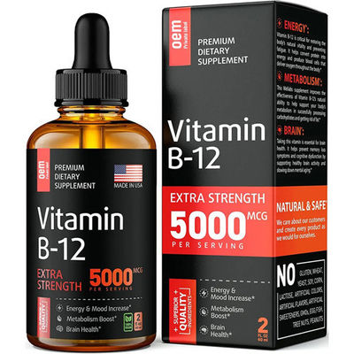 OEM private label 100% extract natural pure Vitamin B 12 Drops100mcg  healthcare supplement