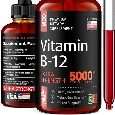 OEM private label 100% extract natural pure Vitamin B 12 Drops100mcg  healthcare supplement