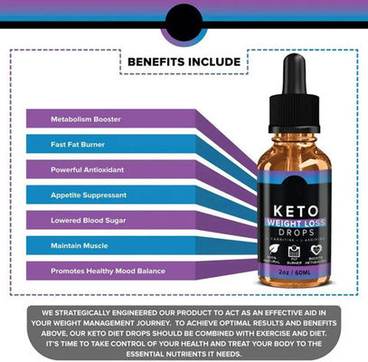 Wholesale OEM/ODM 100% natural pure extract Keto drops 2000mg fast loss weight
