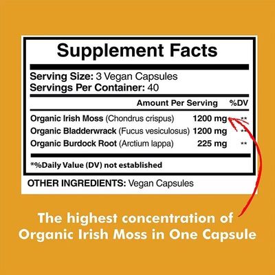 Wholesale Private label Healthcare sea moss capsule Vitamin C rich organic irish moss Health Strength Immune Detox Energy