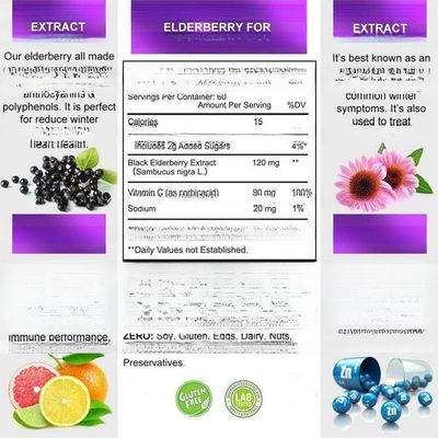 Private label Sugar-Free Quercetin Elderberry Gummies for Immune Defense Blend and Respiratory Health Support