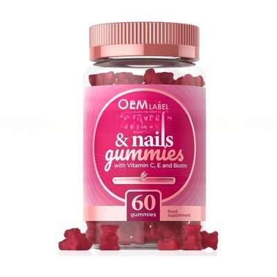 Women Vegan Private label Beauty Skin Care Hair &amp; Skin &amp; Nail Vitamin C Biotin Collagen Hyaluronic Acid Gummies