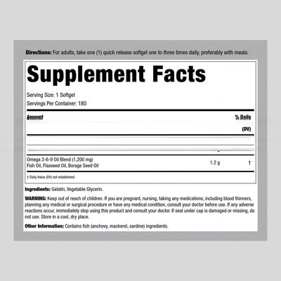 OEM/ODM rich DHA and EPAlOmega 3-6-9 Fish  Flax Borage  1200 mg for food supplement